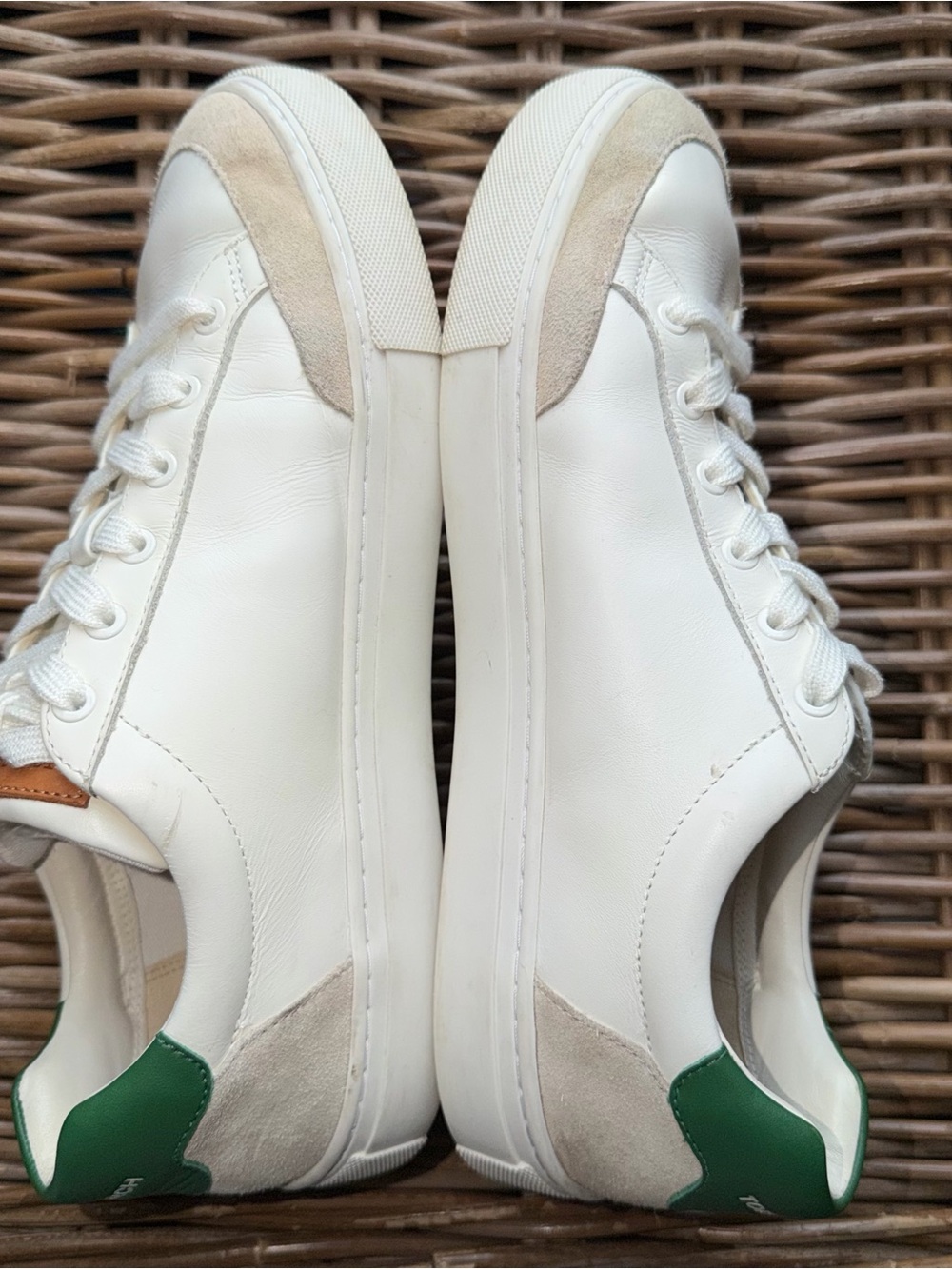 Tory Burch Color‑Block Women’s White Leather Low Top Sneakers Size 10 Lace Up - Picture 7 of 10